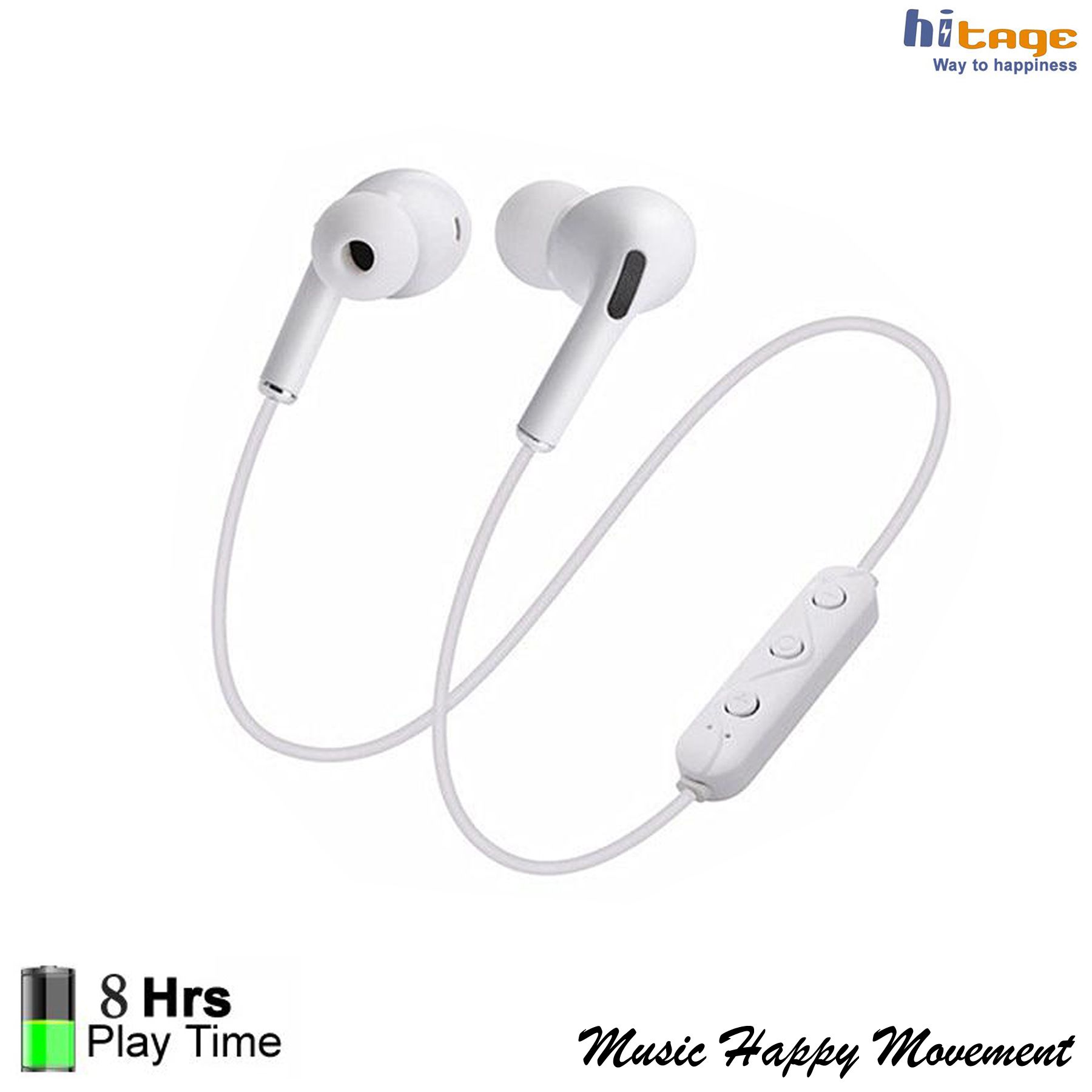 Vippo MBT-154 (18 HOURS LONG BATTERY Neckband Wireless With Mic Headphones/Earphones White