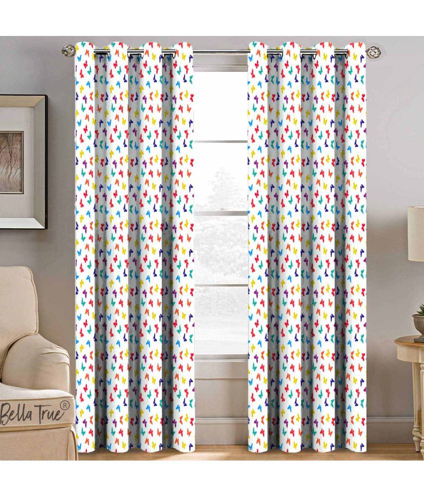     			BELLA TRUE  Set of 2 Window SemiTransparent Eyelet Polyester Multi Color Curtains ( 152 x 113 cm )