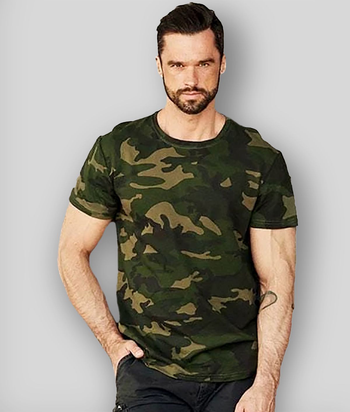 Leotude - Green Cotton Regular Fit Men's T-Shirt ( Pack of 1 )