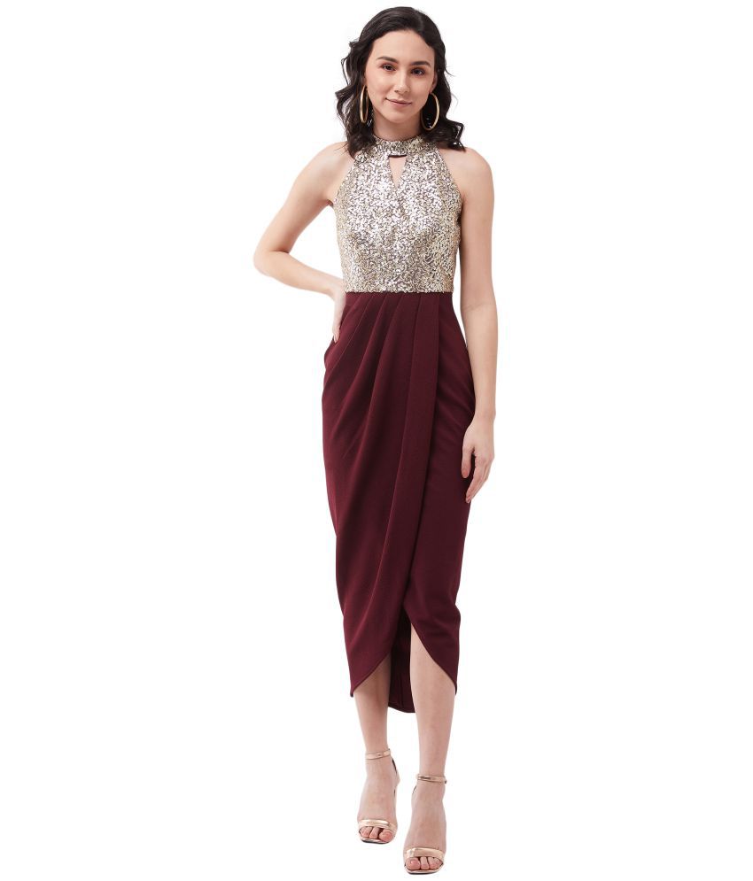     			Miss Chase Polyester Maroon Regular Dress -