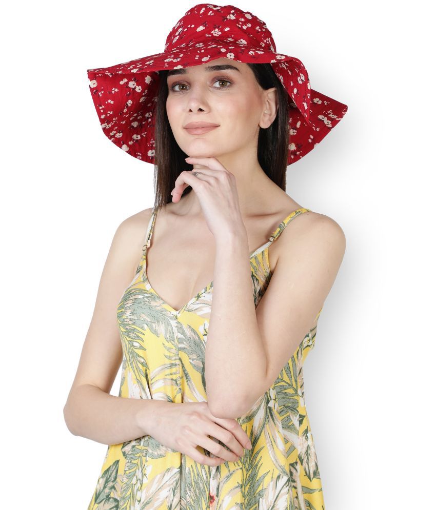     			NUEVOSDAMAS Women's Red Polyester Hats For Summer ( Pack of 1 )