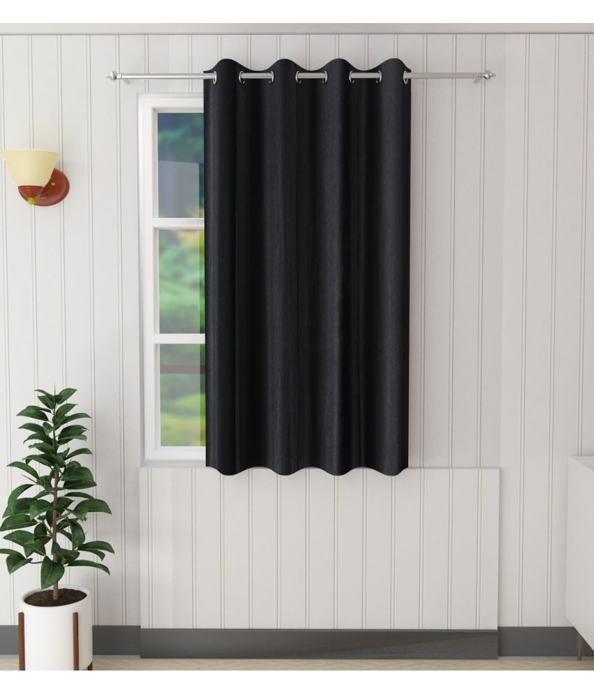     			Tanishka Fabs Solid Semi-Transparent Eyelet Door Curtain 7 ft Single -Black