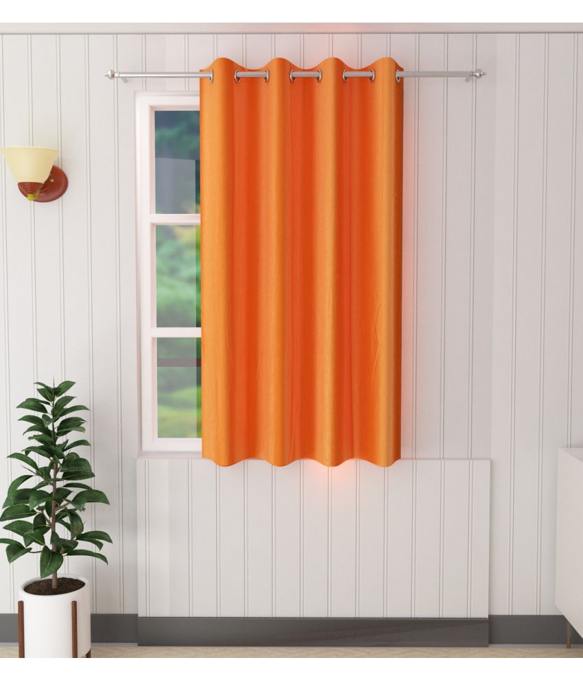     			Tanishka Fabs Solid Semi-Transparent Eyelet Door Curtain 7 ft Single -Orange