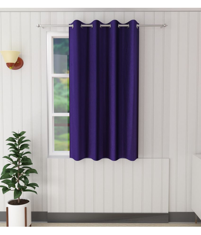     			Tanishka Fabs Solid Semi-Transparent Eyelet Door Curtain 7 ft Single -Purple