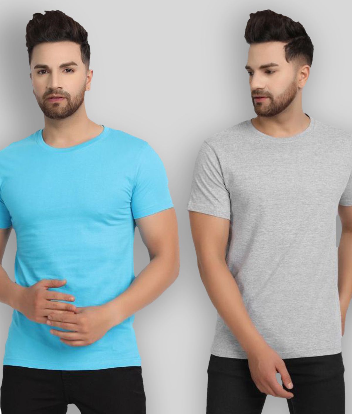     			ESPARTO - Blue Cotton Regular Fit Men's T-Shirt ( Pack of 2 )