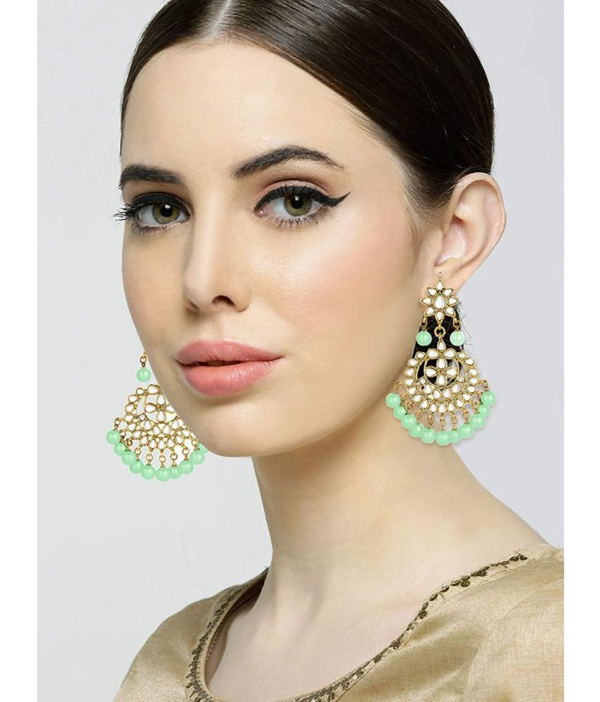     			I Jewels 18K Gold Plated Traditional Kundan Studded Chandbali Earrings For Women/Girls (E7058Min)