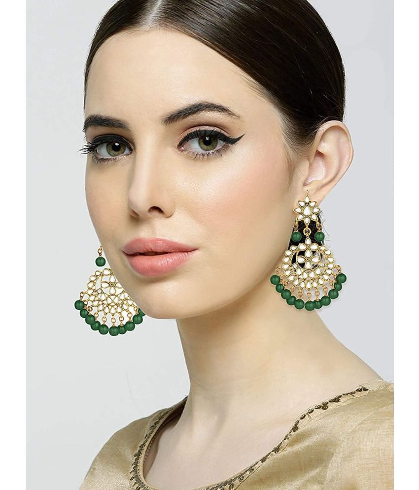     			I Jewels 18K Gold Plated Traditional Kundan Studded Chandbali Earrings For Women/Girls (E7058G)
