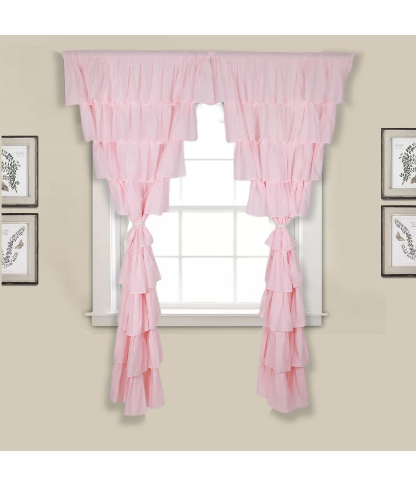     			NUEVOSGHAR Single Door Semi-Transparent Rod Pocket Cotton Light Pink Curtains ( 213 x 106 cm )