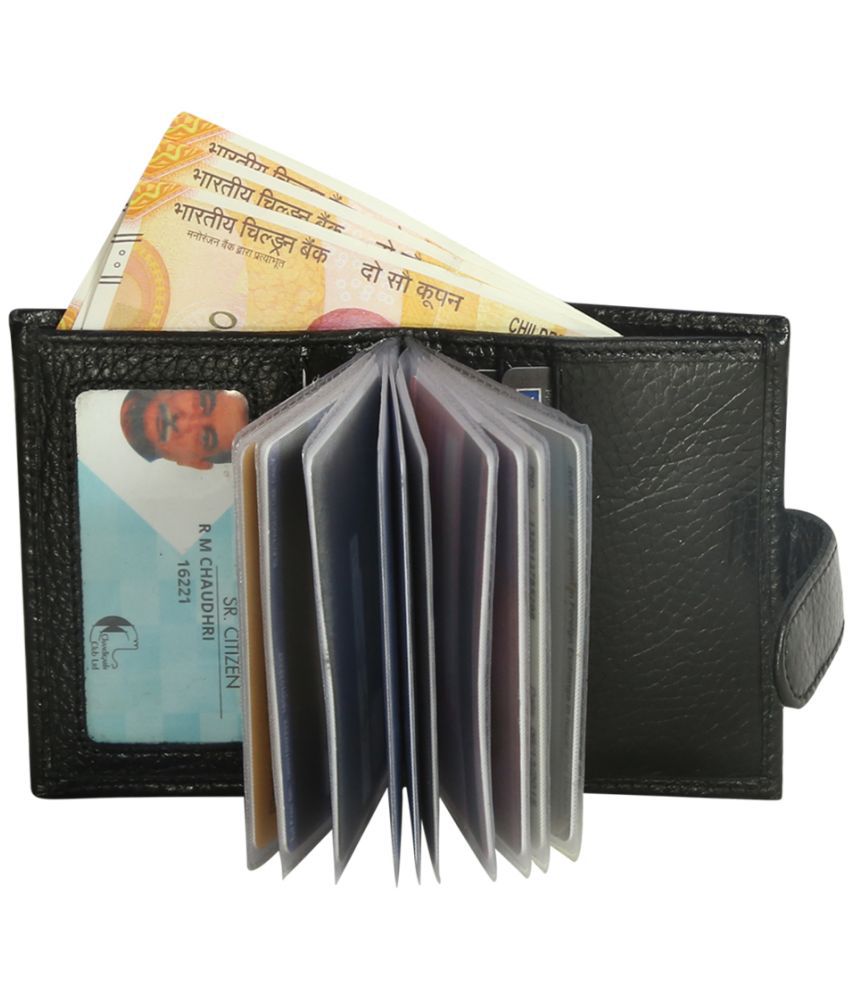     			STYLE SHOES Black Leather ATM + Money Slot 10 Slot Travel Card Holder For Men & Women