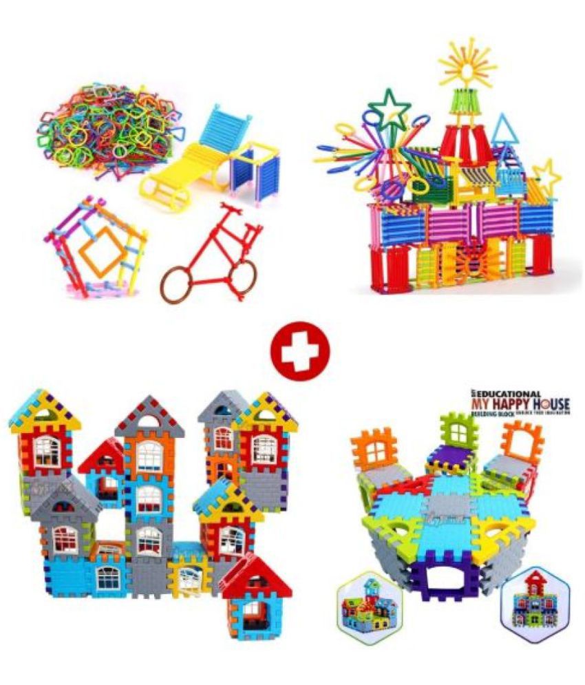 Tzoo Educational Smart Building Stick and House Building Blocks Toy Game Set for 3-8 Years Old Kids Boys & Girls ( Multicolor)
