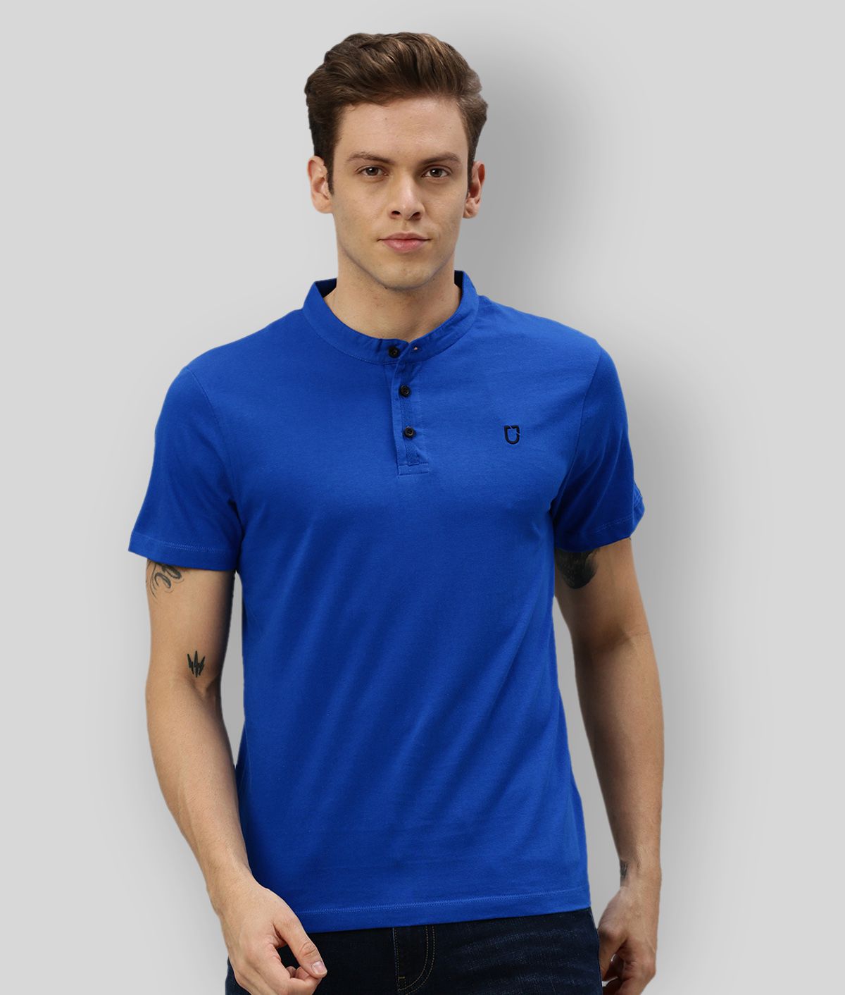     			Urbano Fashion - Blue Cotton Slim Fit Men's T-Shirt ( Pack of 1 )