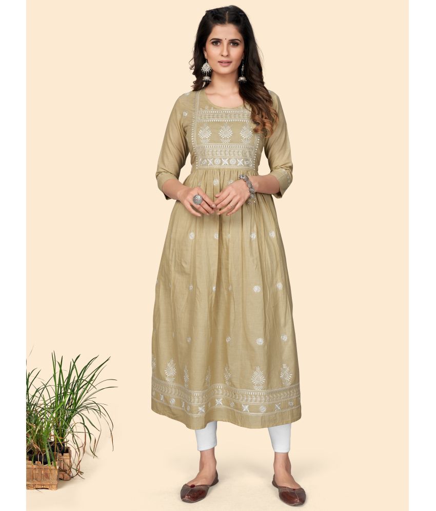     			Vbuyz Cotton Embroidered Anarkali Beige Kurti