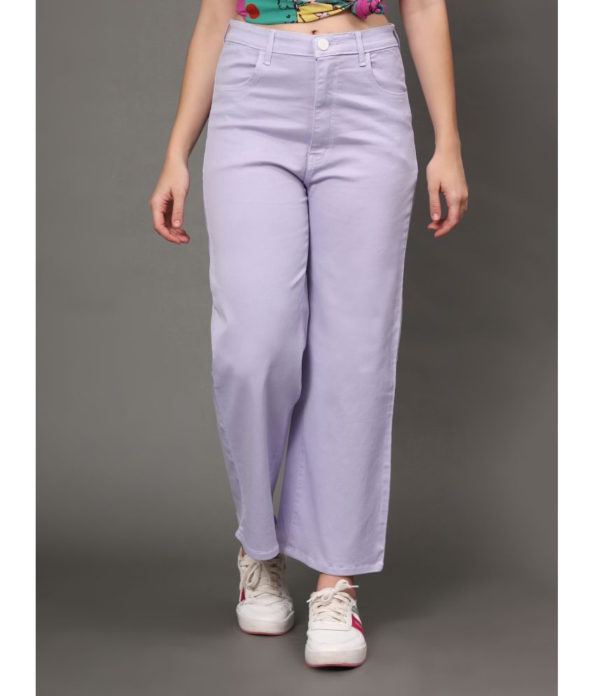     			AngelFab - Purple Denim Flared Women's Casual Pants ( Pack of 1 )