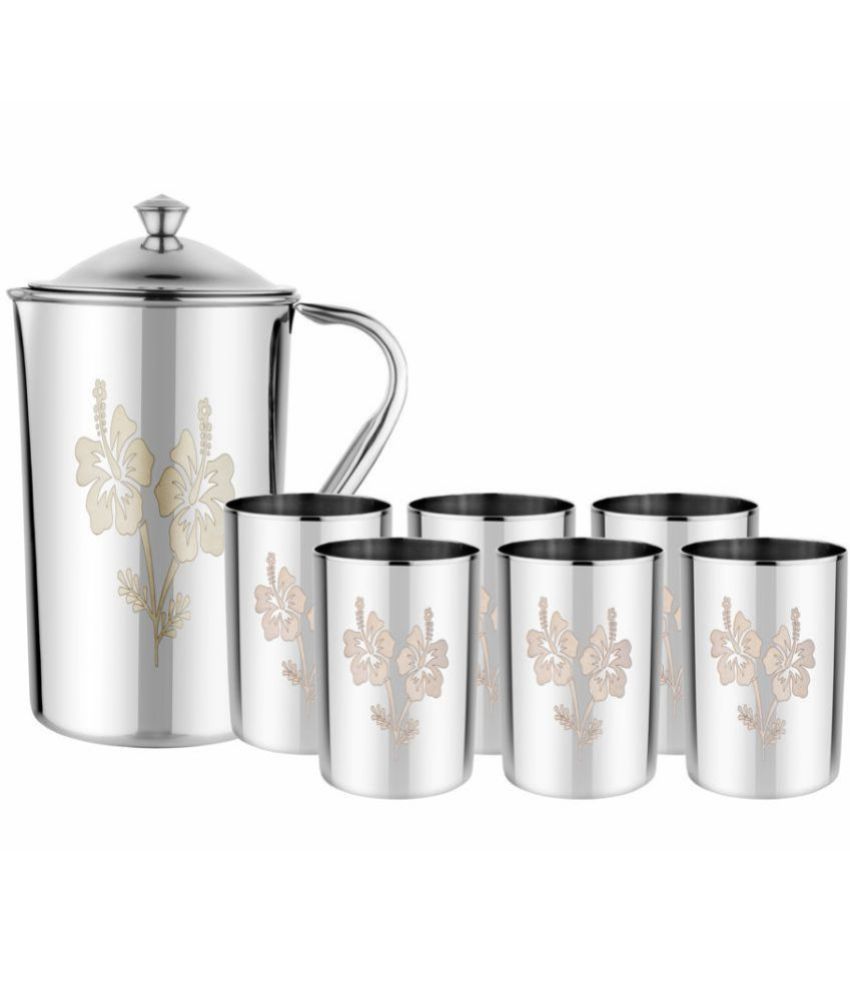 Kitchen pro Laser Hibiscus 7 Pcs Jug and Glass Combo