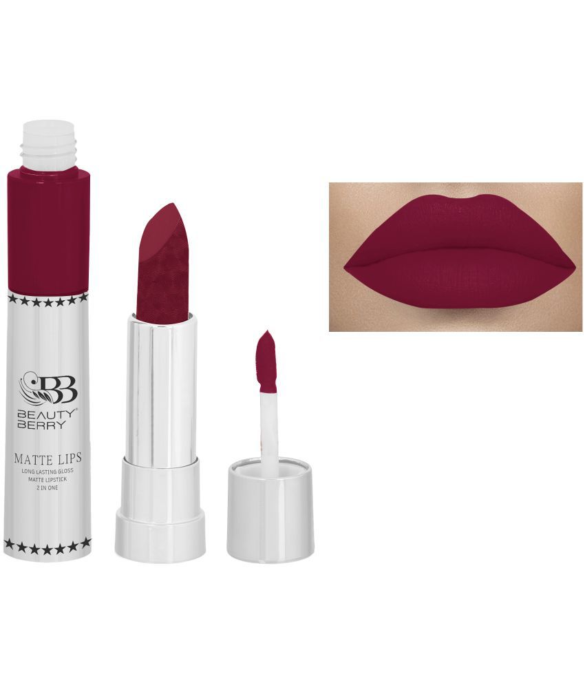     			Beauty Berry Matte Lips Long Lasting Creme Lipstick 2 IN 1 Maroon 8 g