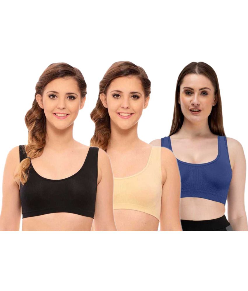     			ComfyStyle Pack of 3 Nylon Non Padded Women's Air Bra ( Multi Color )