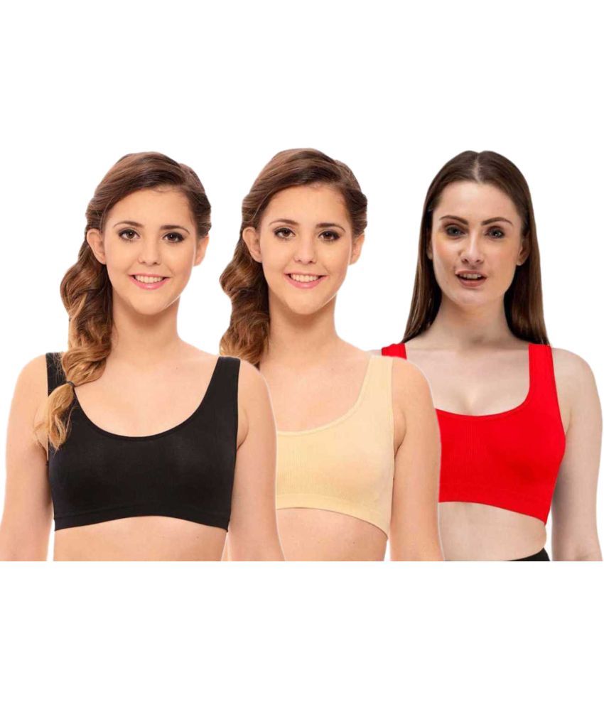     			ComfyStyle Pack of 3 Nylon Non Padded Women's Air Bra ( Multi Color )