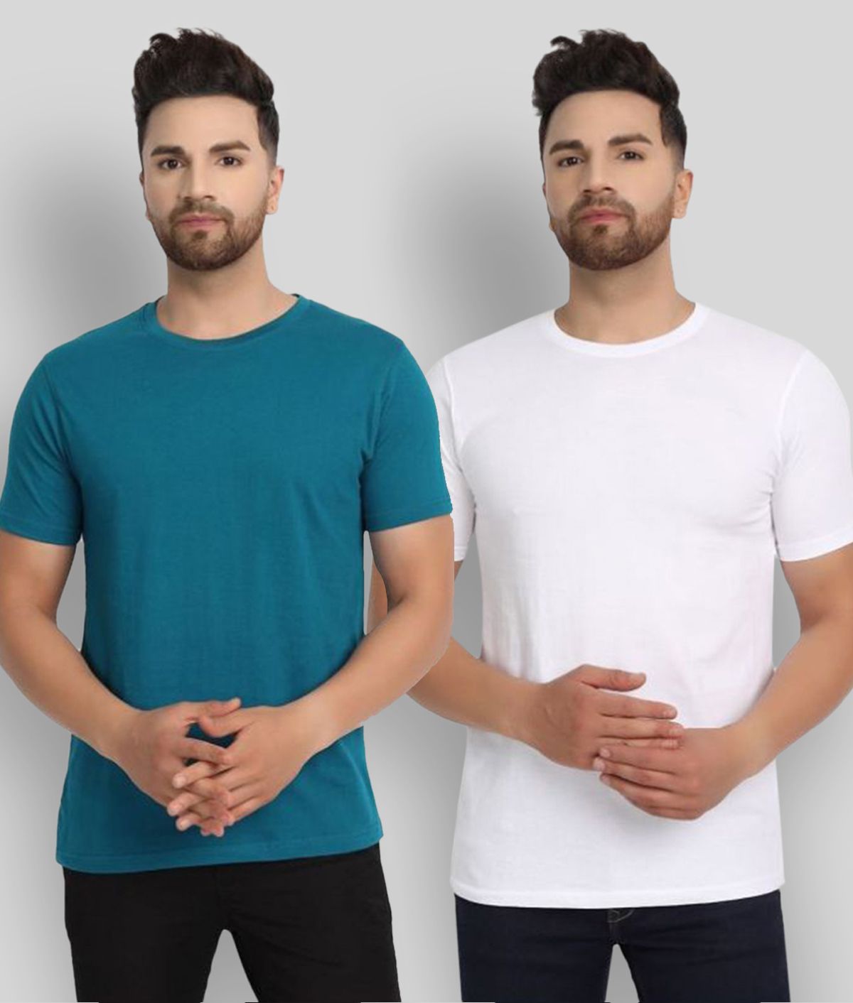     			ESPARTO - White Cotton Regular Fit Men's T-Shirt ( Pack of 2 )