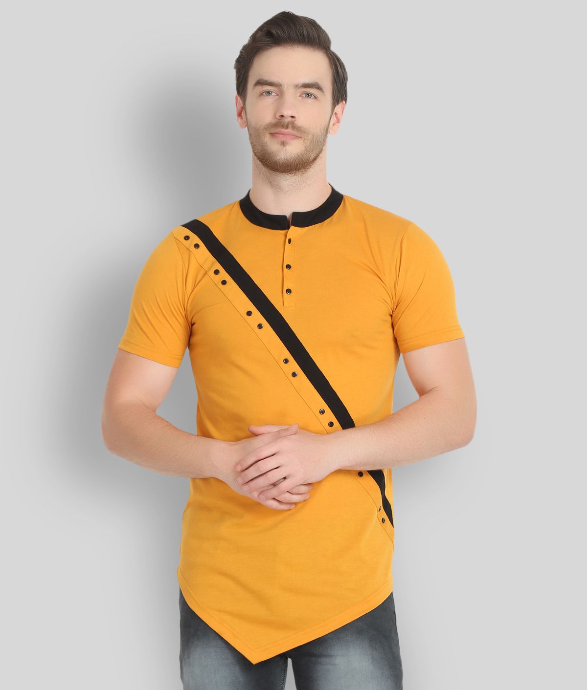     			Glito - Yellow Cotton Blend Regular Fit Men's T-Shirt ( Pack of 1 )