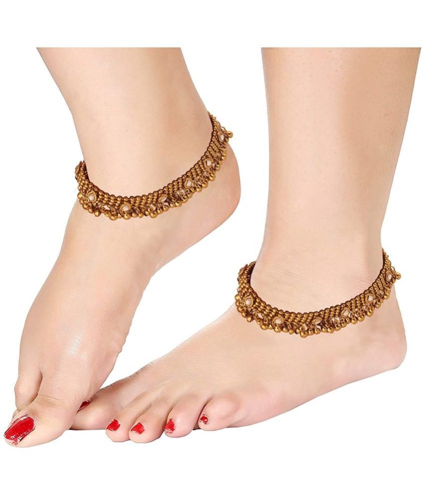     			I Jewels Traditional Gold Plated ghungroo Anklet for Girls & Women (A021)