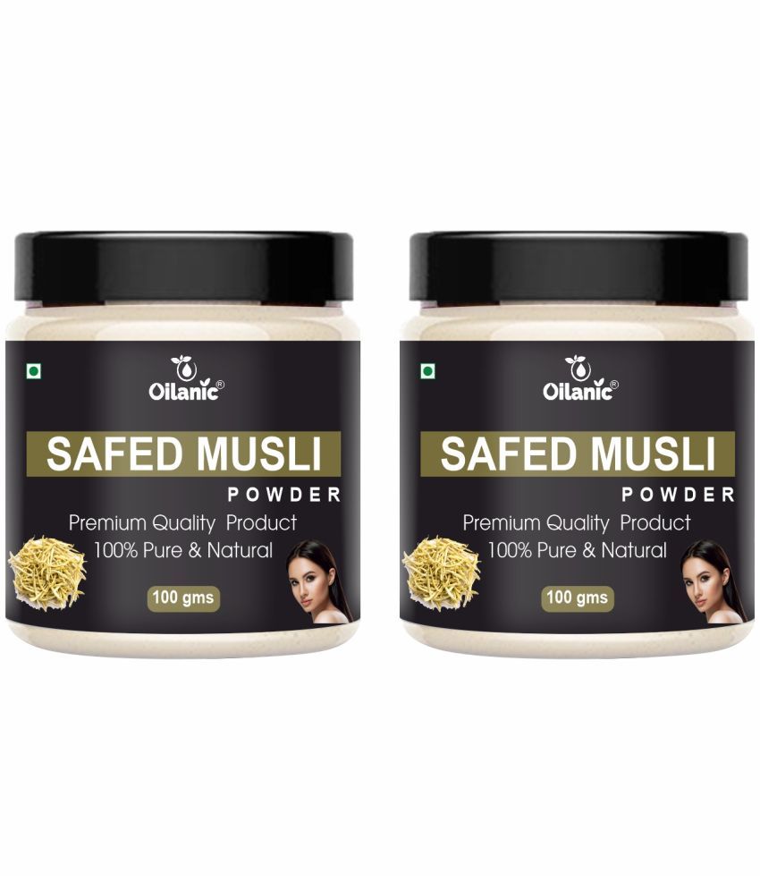     			Oilanic Natural safed musli Powder For Haircare Face Pack Masks 200 gm Pack of 2