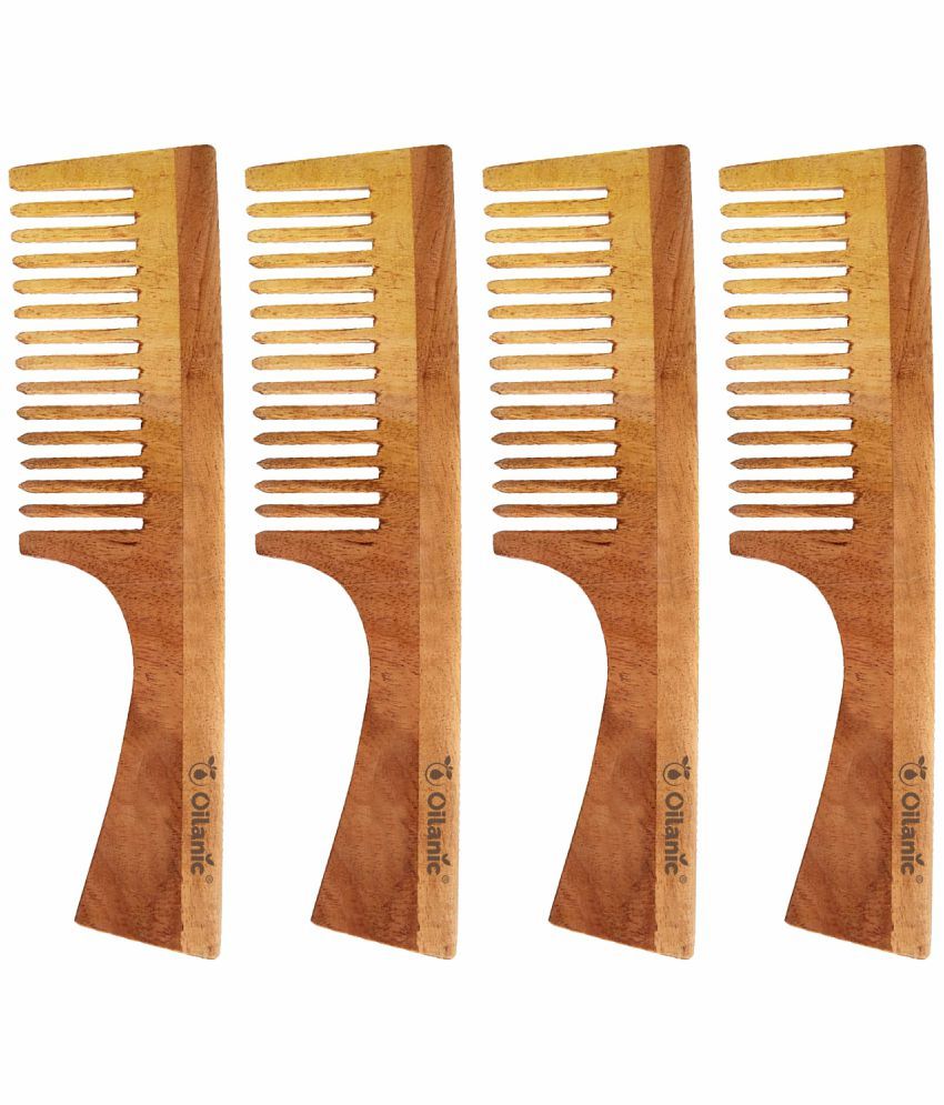     			Oilanic Neem Wooden Comb(7.5 inches) Hair Brush Pack of 4