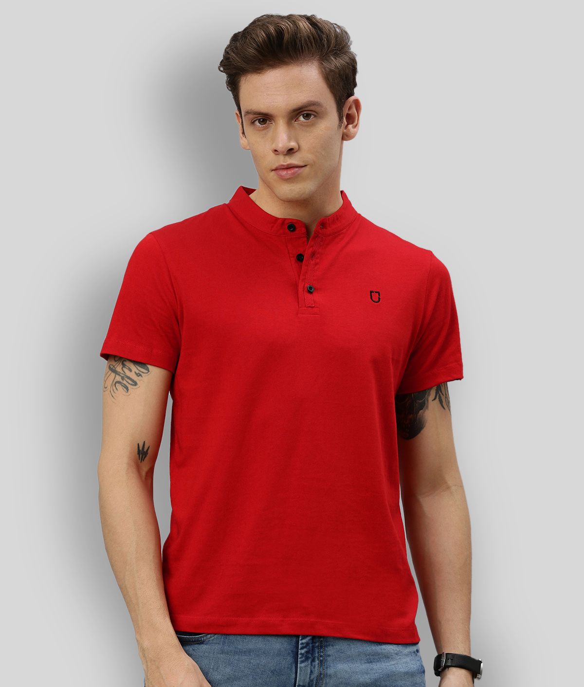     			Urbano Fashion - Red Cotton Slim Fit Men's T-Shirt ( Pack of 1 )