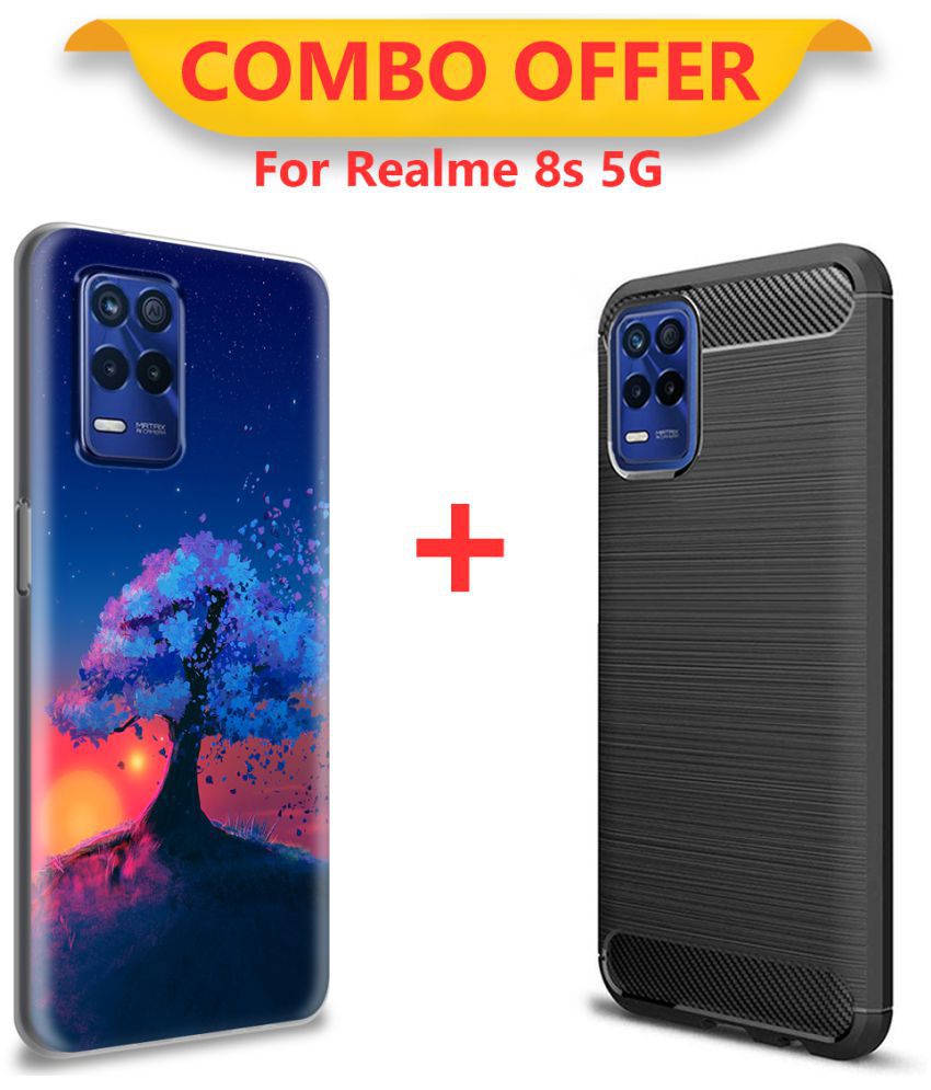     			NBOX Printed Cover For Realme 8s 5G Premium look case Pack of 2