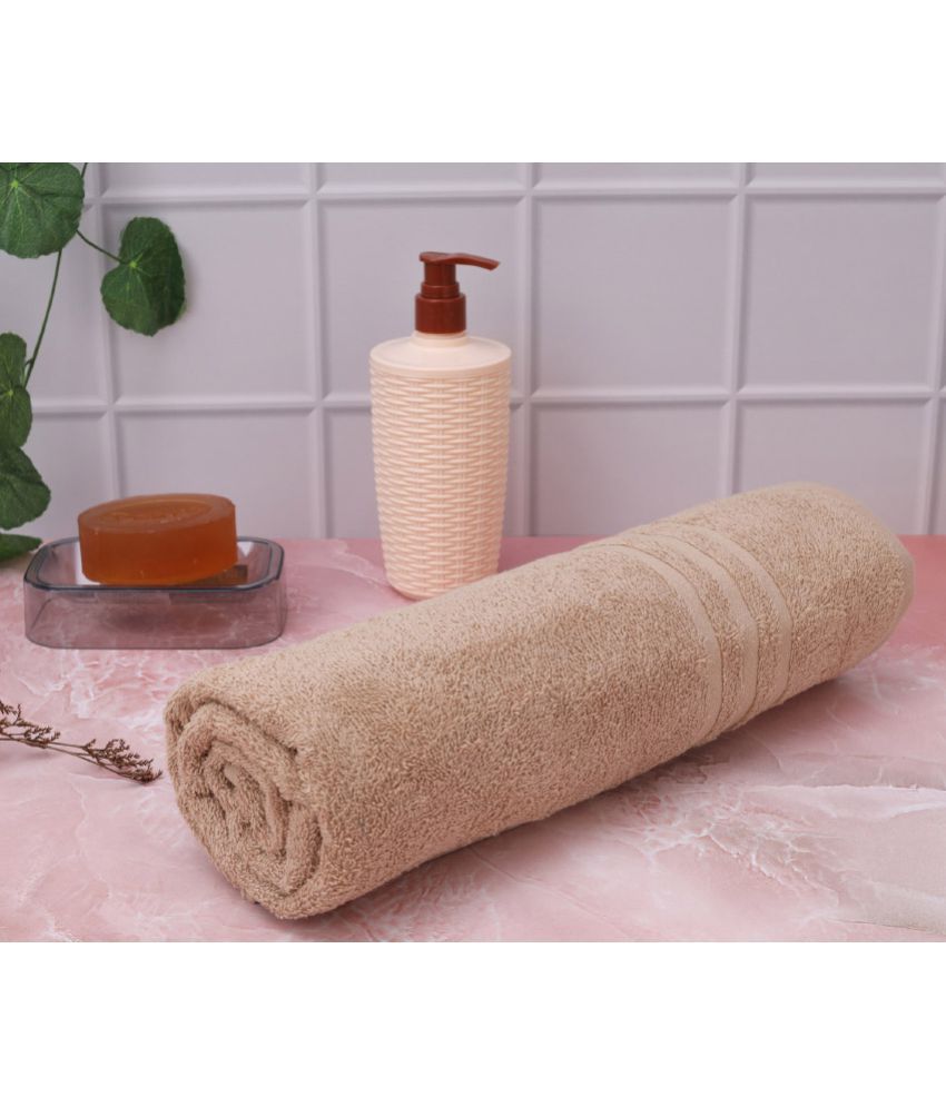 HOMETALES 100% Cotton Khaki Bath Towel 350 GSM (Pack of 1)