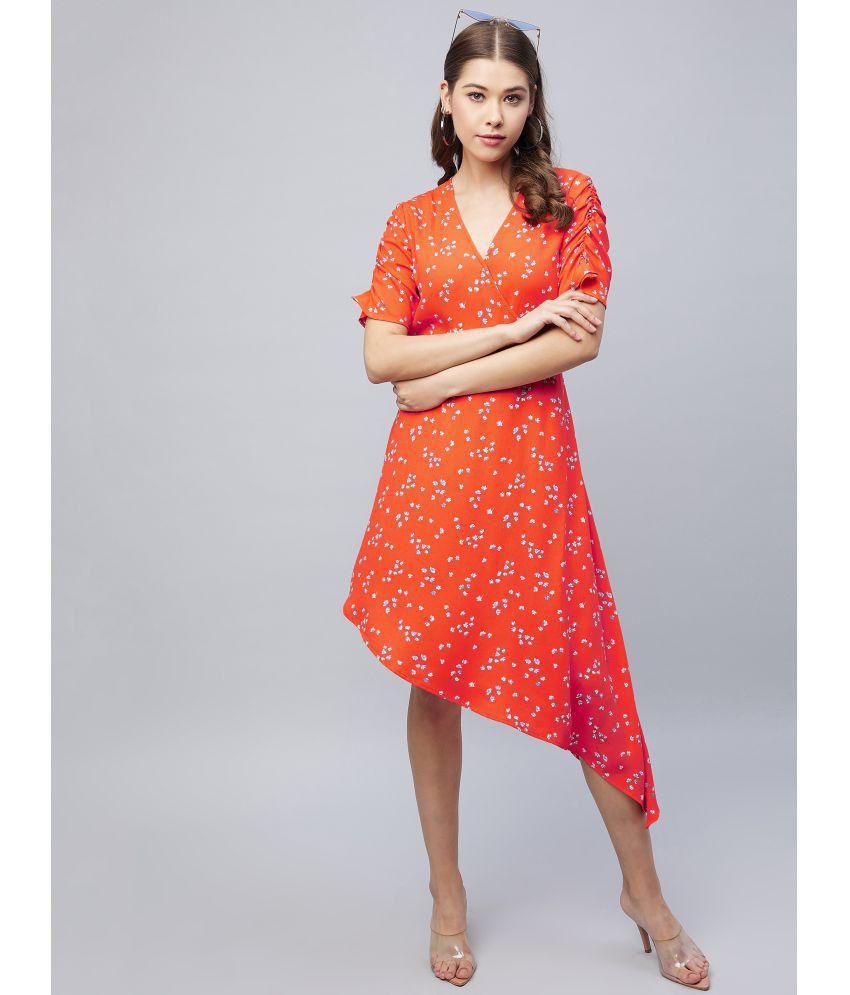     			StyleStone Polyester Orange Asymmetric dress -