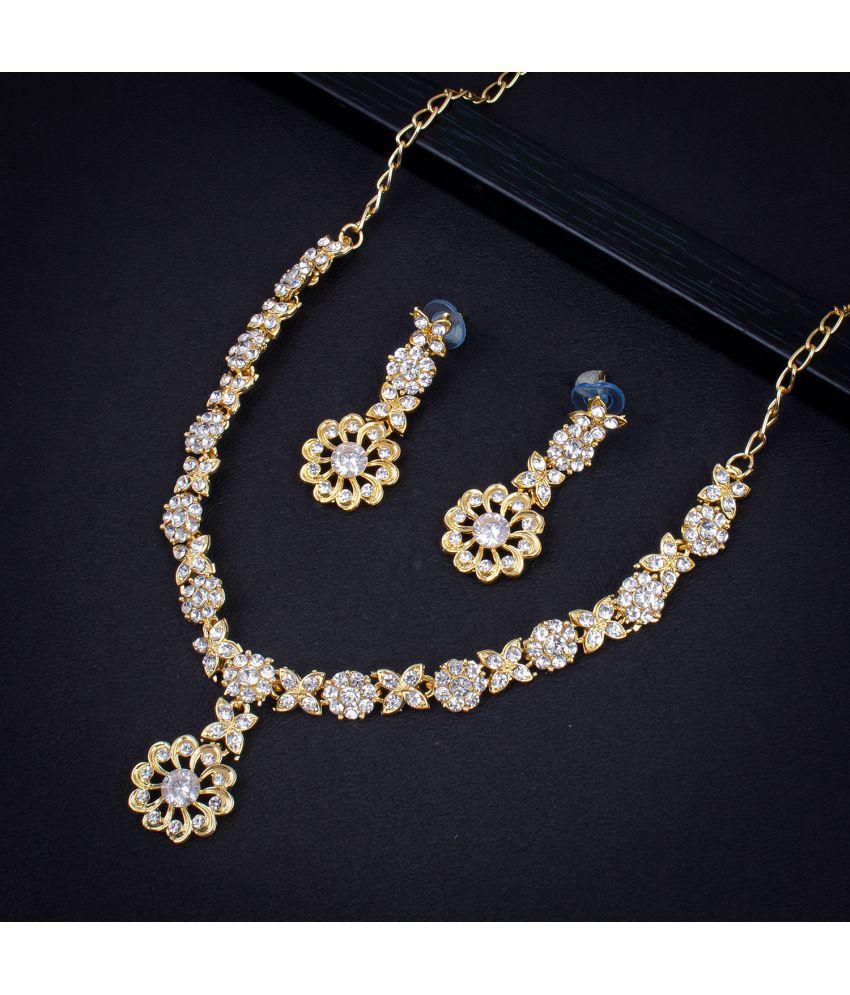     			Sukkhi Zinc Golden Contemporary/Fashion Necklaces Set Collar