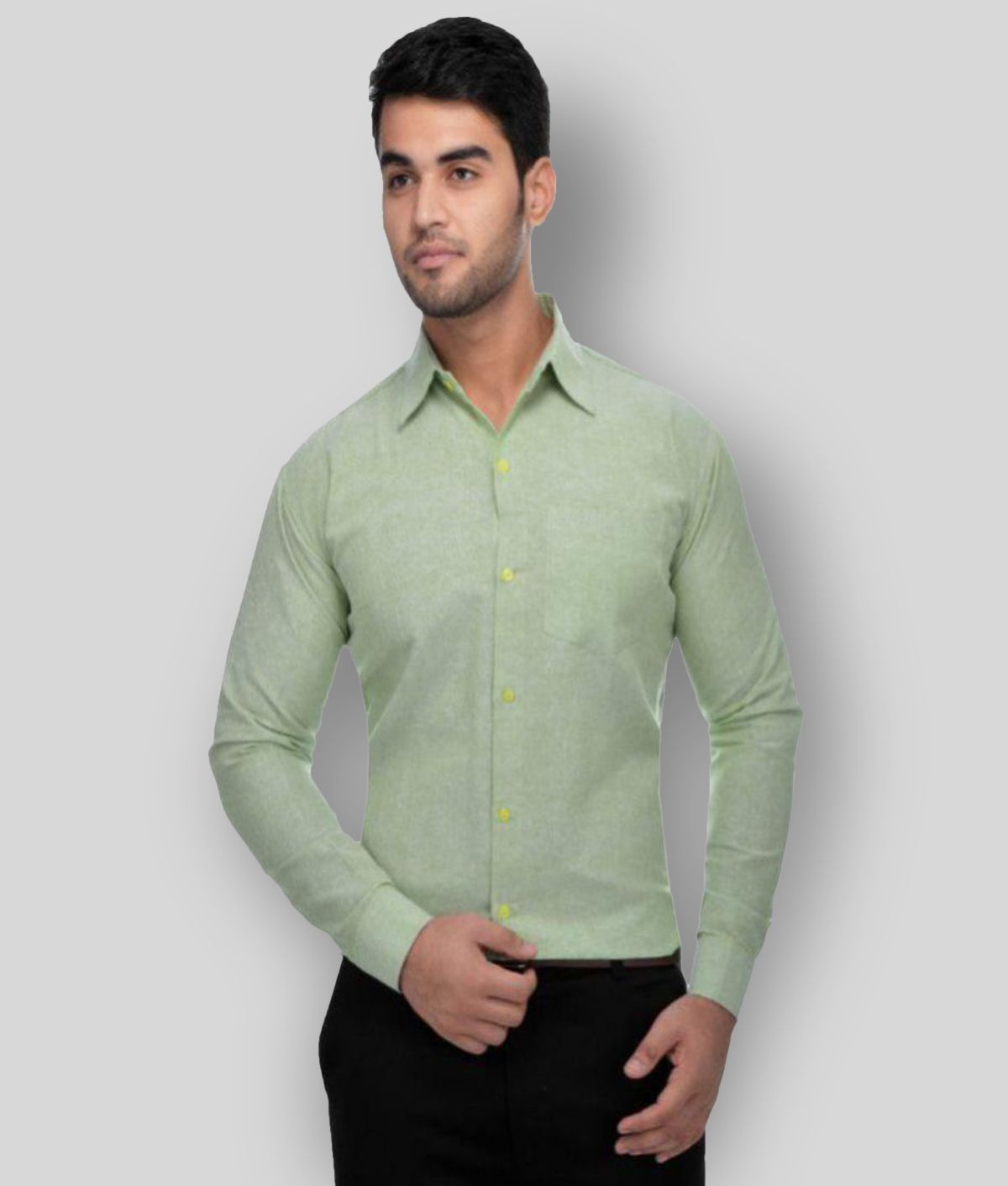     			DESHBANDHU DBK - Green Cotton Regular Fit Men's Formal Shirt (Pack of 1)