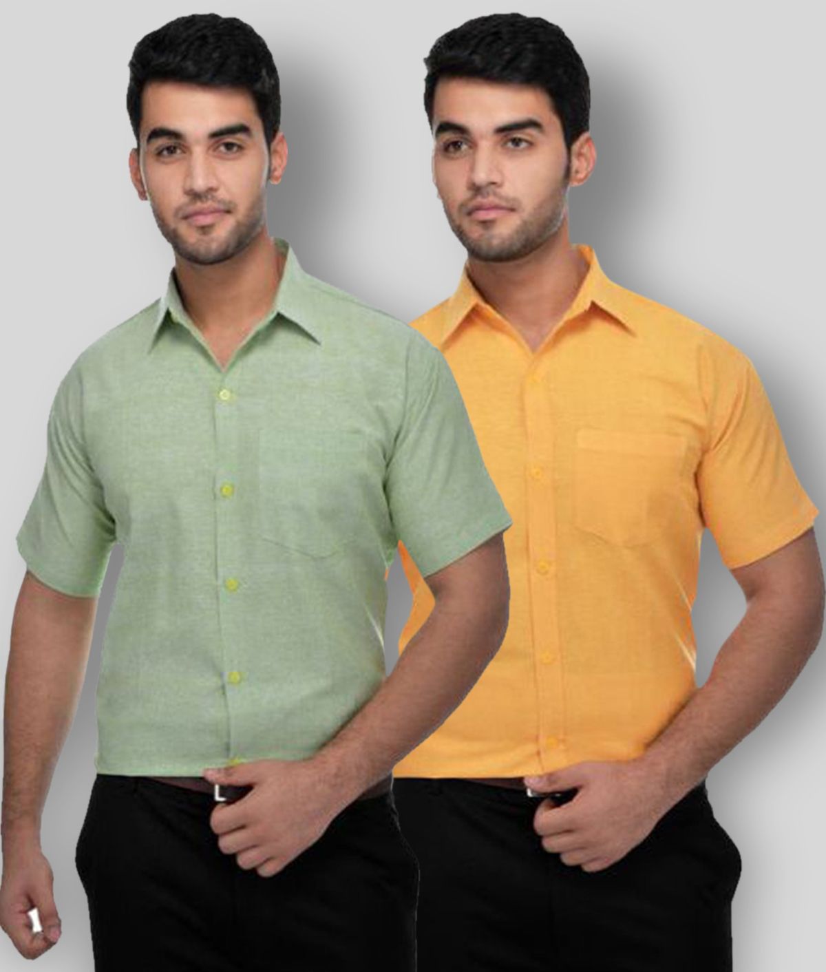     			DESHBANDHU DBK - Multicolor Cotton Regular Fit Men's Formal Shirt (Pack of 2)