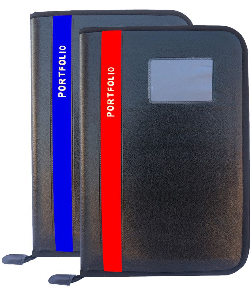    			KOPILA PORTFOLIO File Folder,Faux Leather  Professional Look, 20 leafs,Certificate, Documents Holder FS/A4 Size (Set Of 2, Blue & Cherry)