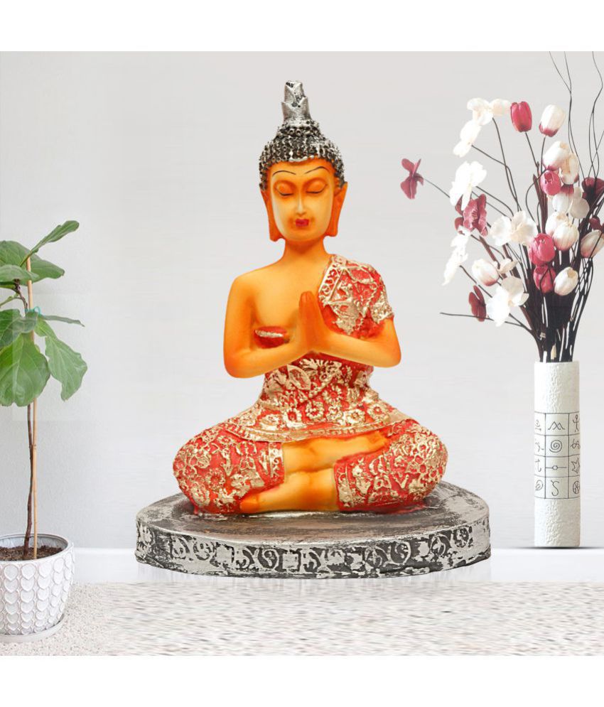 Hometales Multicolour Resin Samadhi Buddha Showpiece Figurines - (7 Inch)