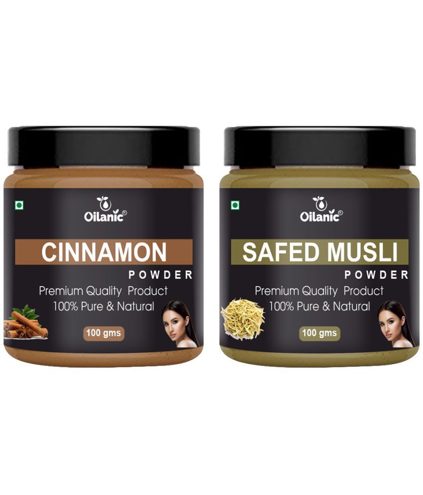     			Oilanic 100% Pure Cinnamon Powder & Safed Musli Powder-Skin Hair Mask 200 g Pack of 2