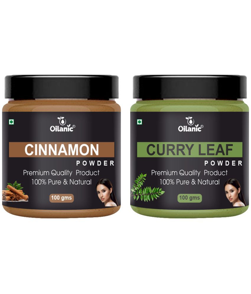     			Oilanic 100% Pure Cinnamon Powder & Curry Leaf Powder-Skin Hair Mask 200 g Pack of 2
