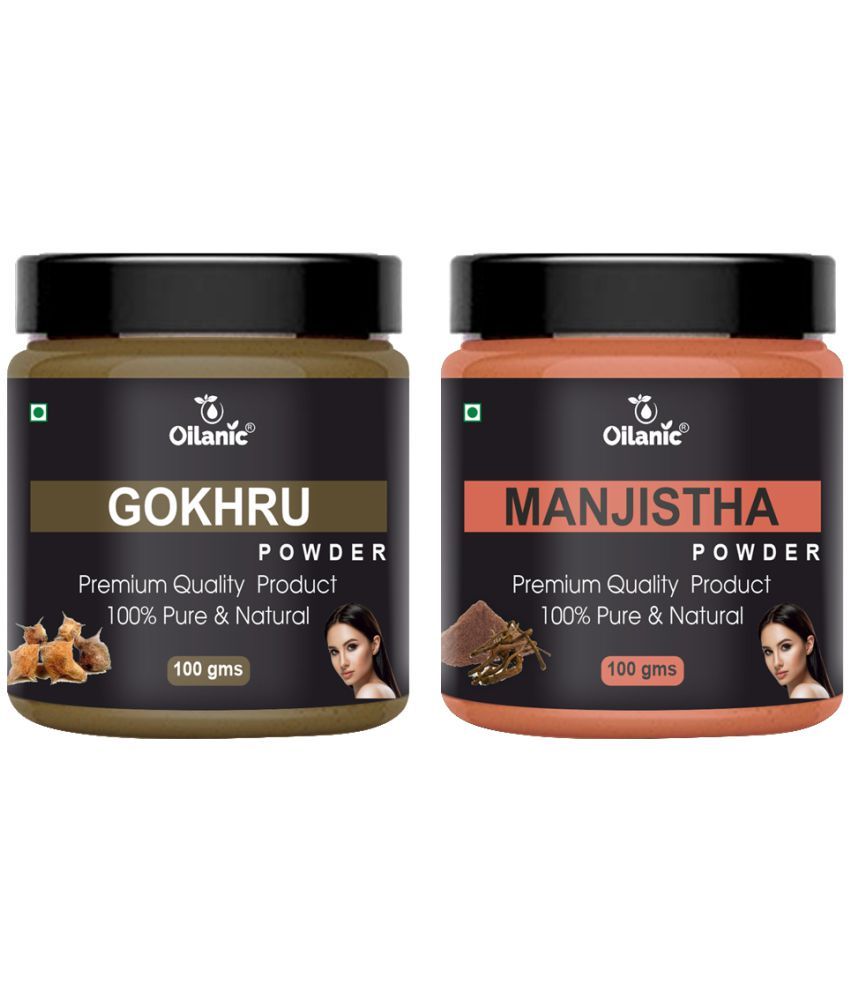     			Oilanic 100% Pure Gokhru Powder & Manjistha Powder-Skin Hair Mask 200 g Pack of 2