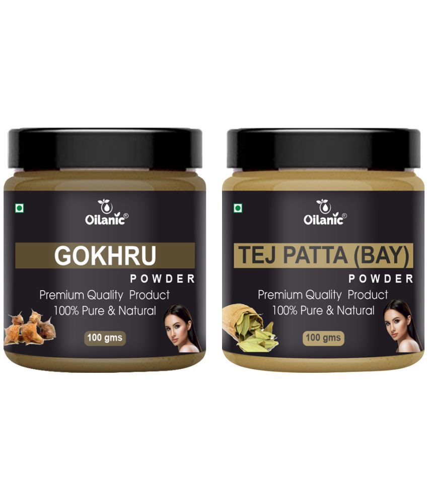     			Oilanic 100% Pure Gokhru Powder & Tej Patta Powder For Skin Hair Mask 200 g Pack of 2