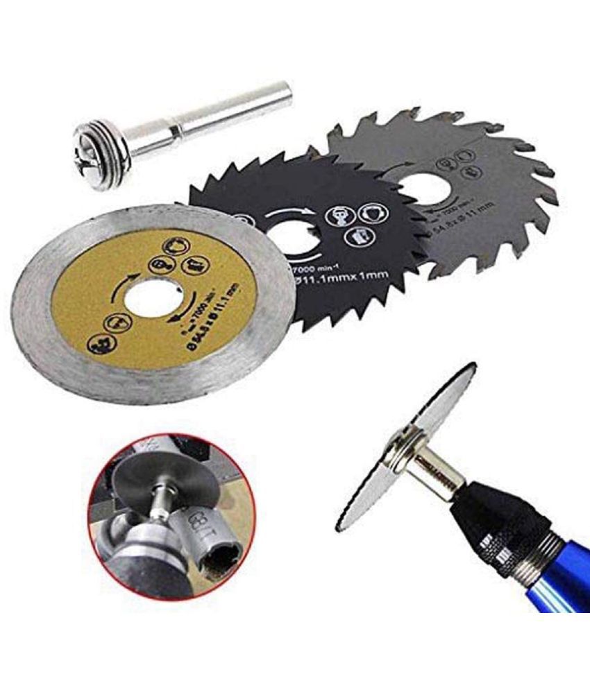     			DIY Crafts Metal HSS Circular Saw Blades Set Cutting Discs for Rotary Tool -4 Pieces(3 Blades, 1 Pin) RANGWELL