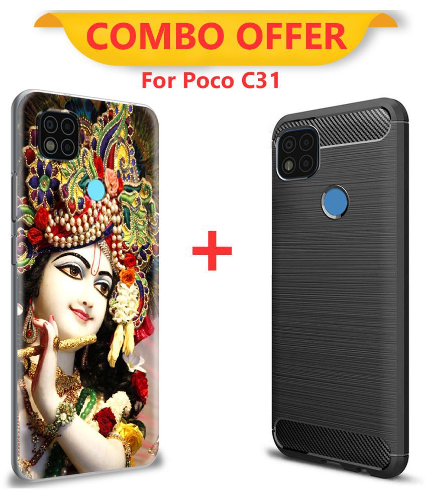     			NBOX Printed Cover For Poco C31 Premium look case Pack of 2