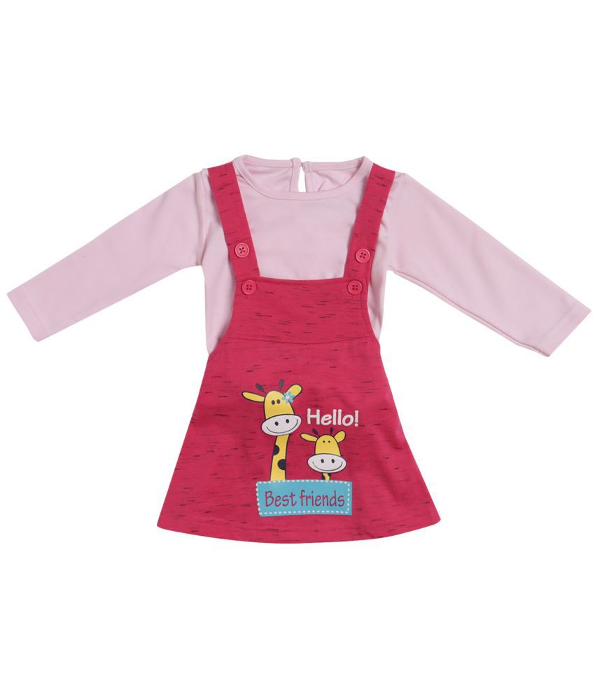     			GIRLS FROCK ROUND NECK FULL SLEEVES SOLID FUCHSIA