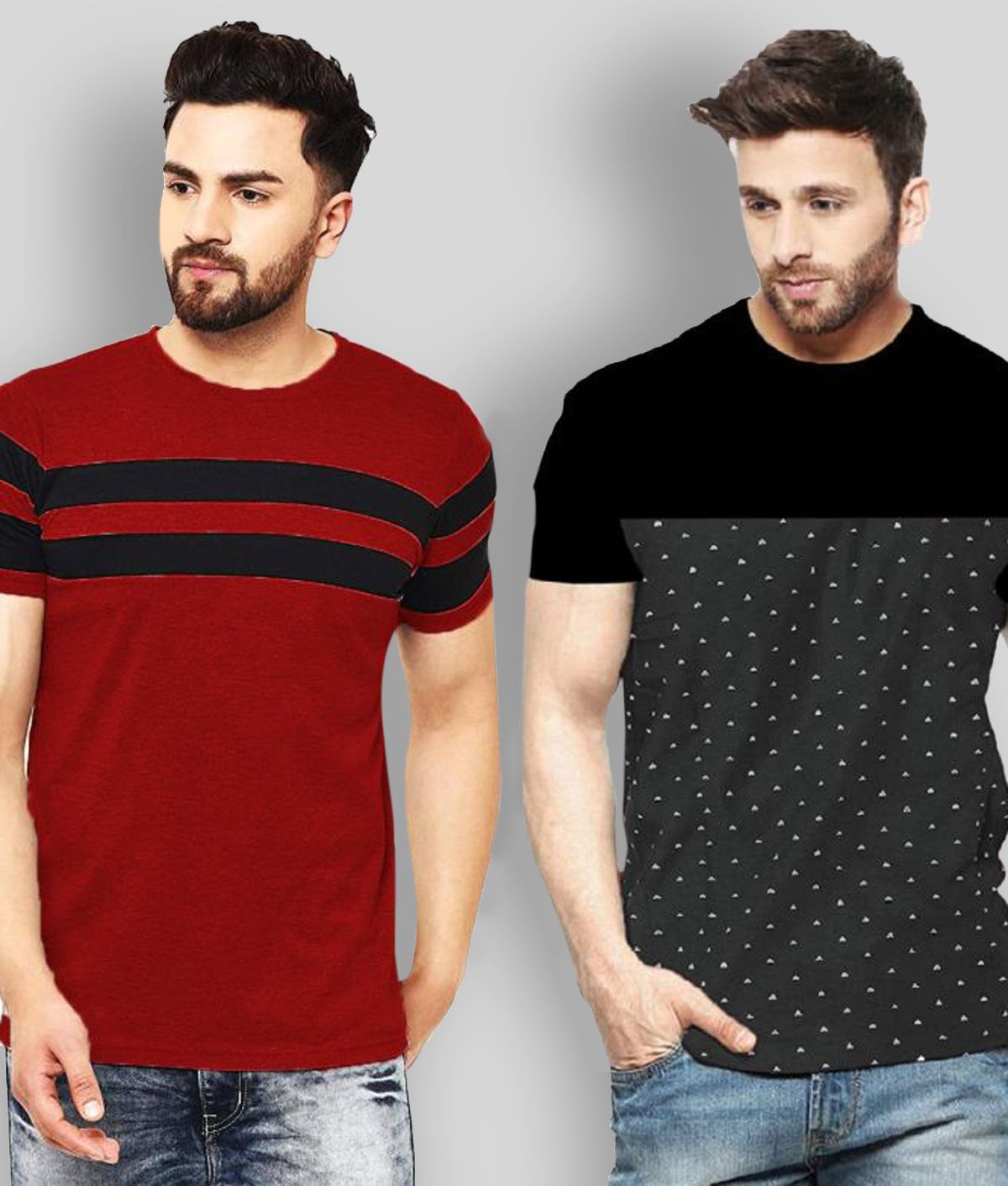     			Leotude - Multicolor Cotton Regular Fit  Men's T-Shirt ( Pack of 2 )