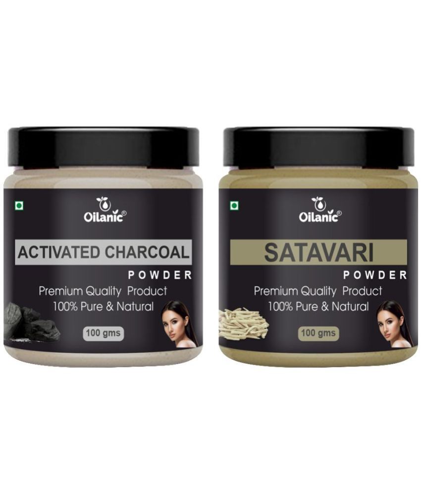     			Oilanic 100% Activated Charcoal Powder & Satavari Powder For Skin Hair Mask 200 g Pack of 2