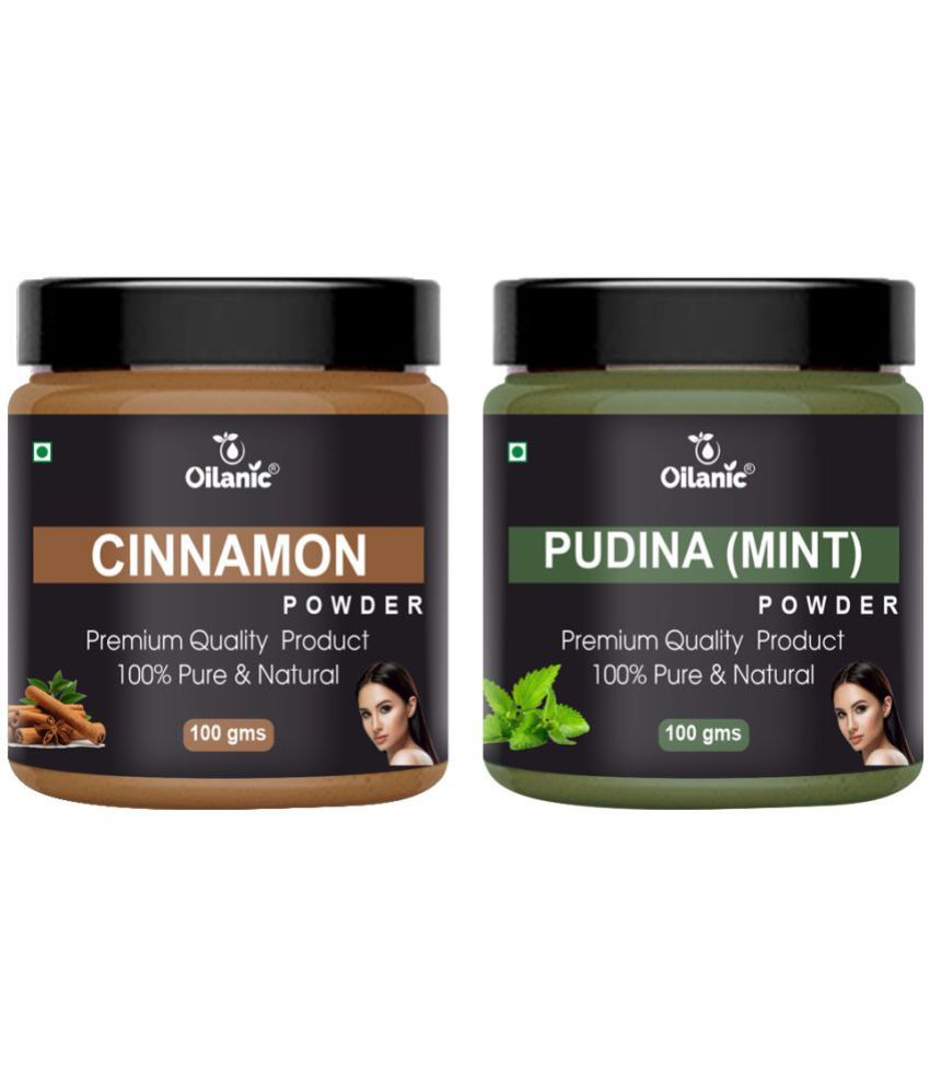     			Oilanic 100% Pure Cinnamon Powder & Pudina Powder For Skincare Hair Mask 200 g Pack of 2