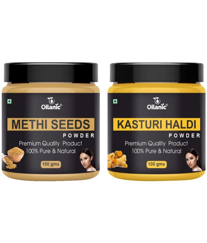     			Oilanic 100% Pure Methi Powder & Kasturi Haldi Powder-Skin Hair Mask 200 g Pack of 2