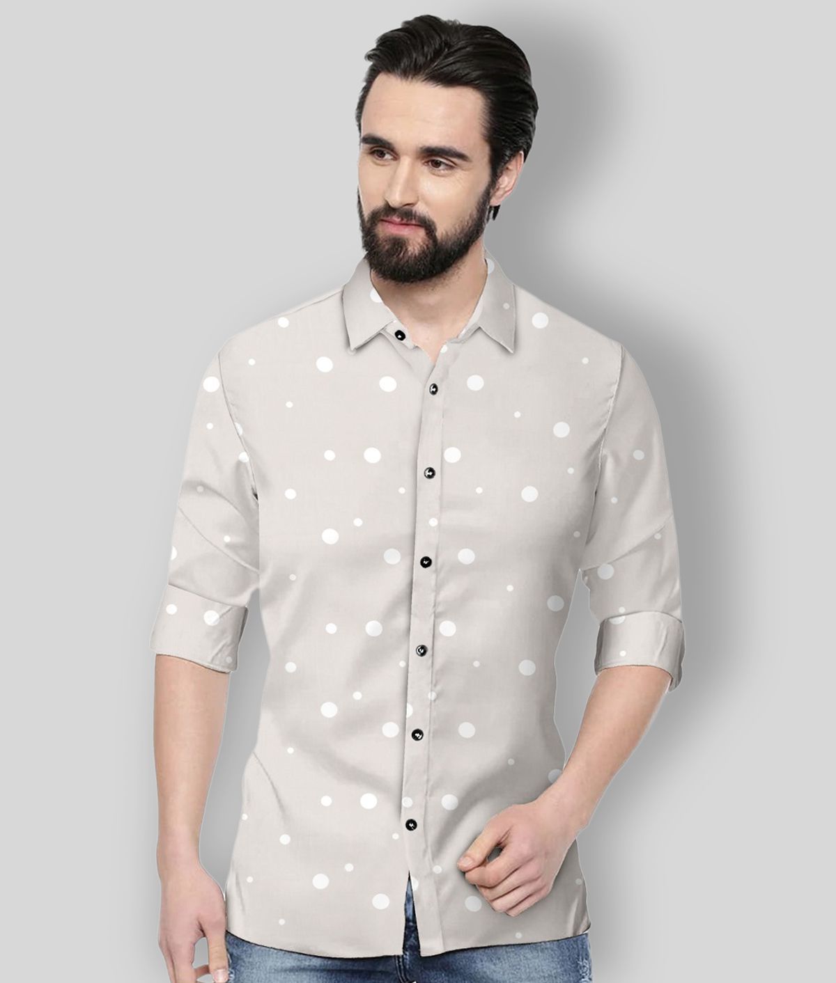     			P&V CREATIONS - Grey Cotton Blend Slim Fit Men's Casual Shirt (Pack of 1)