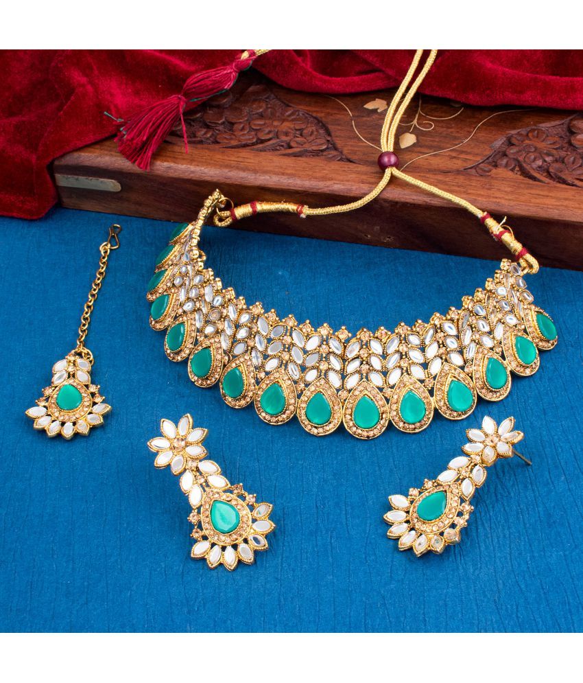     			Sukkhi Alloy Turquoise Traditional Necklaces Set Choker