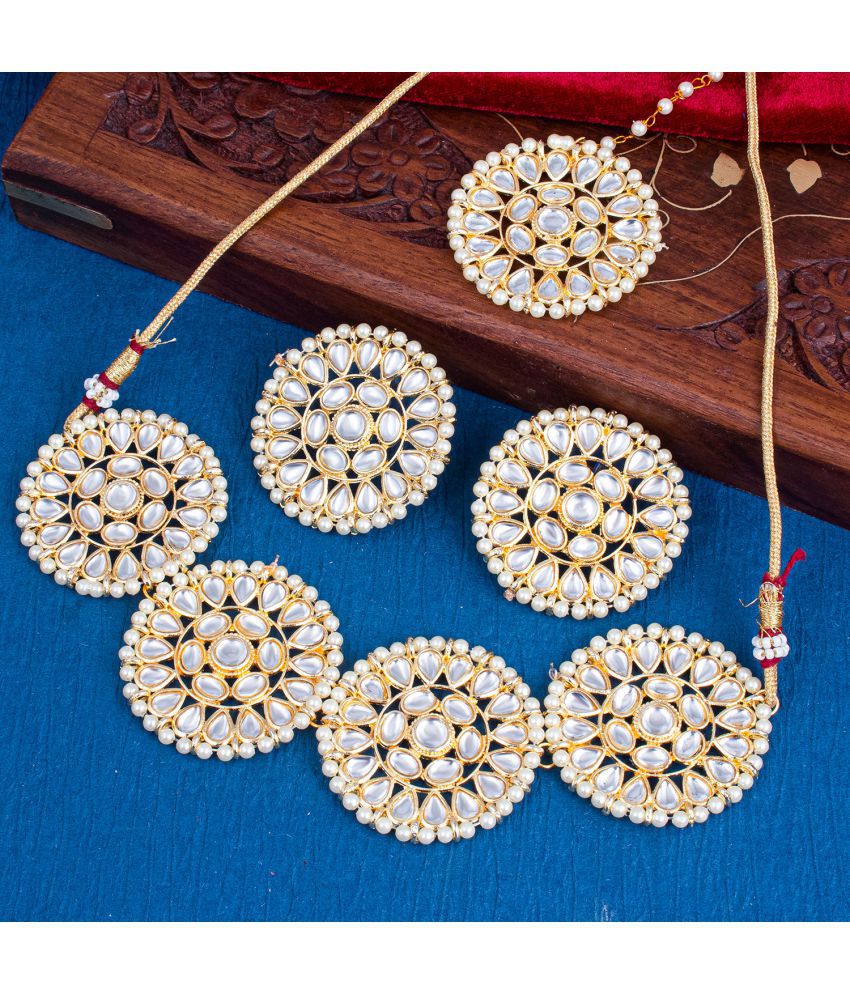     			Sukkhi Zinc Golden Traditional Necklaces Set Choker