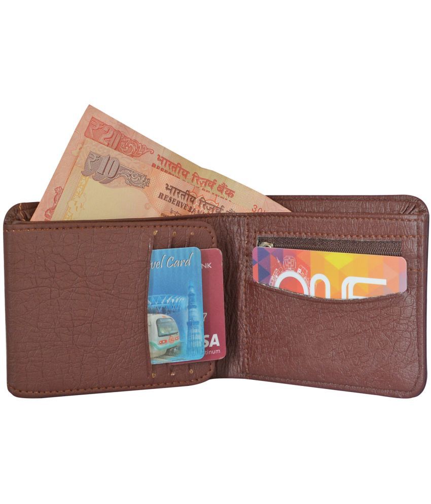     			Loopa PU Brown Casual Regular Wallet